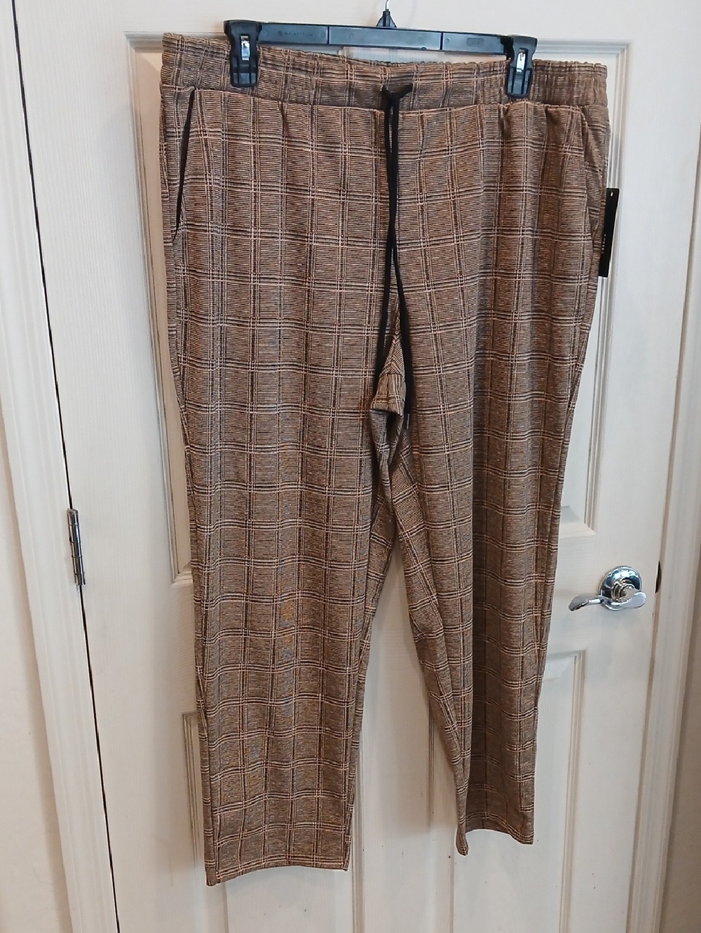 5/25 Robert Louis Brown Plaid Drawstring Women's Pants